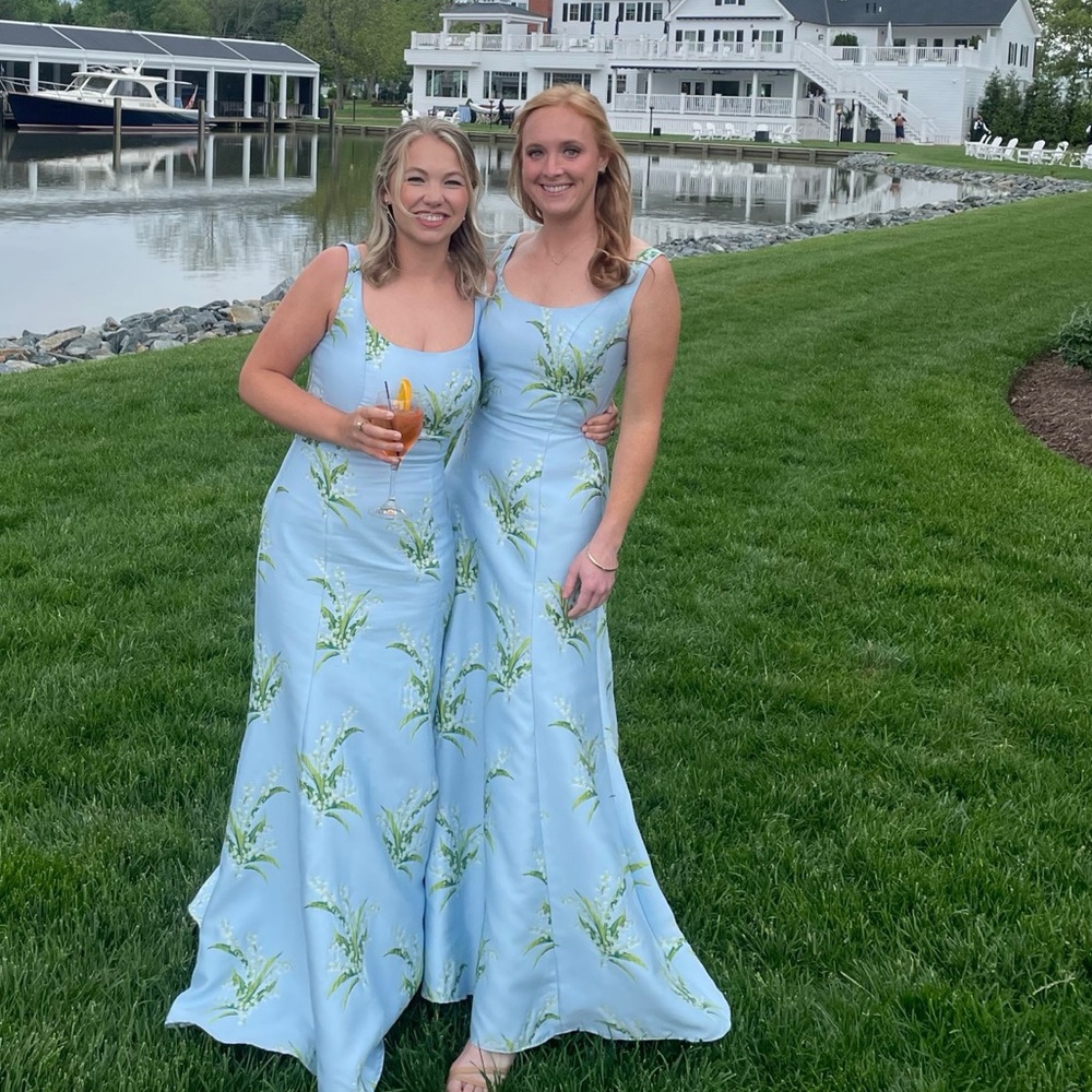 Lula Kate Emily Dress w/ Trumpet skirt in powder blue lily of the valley